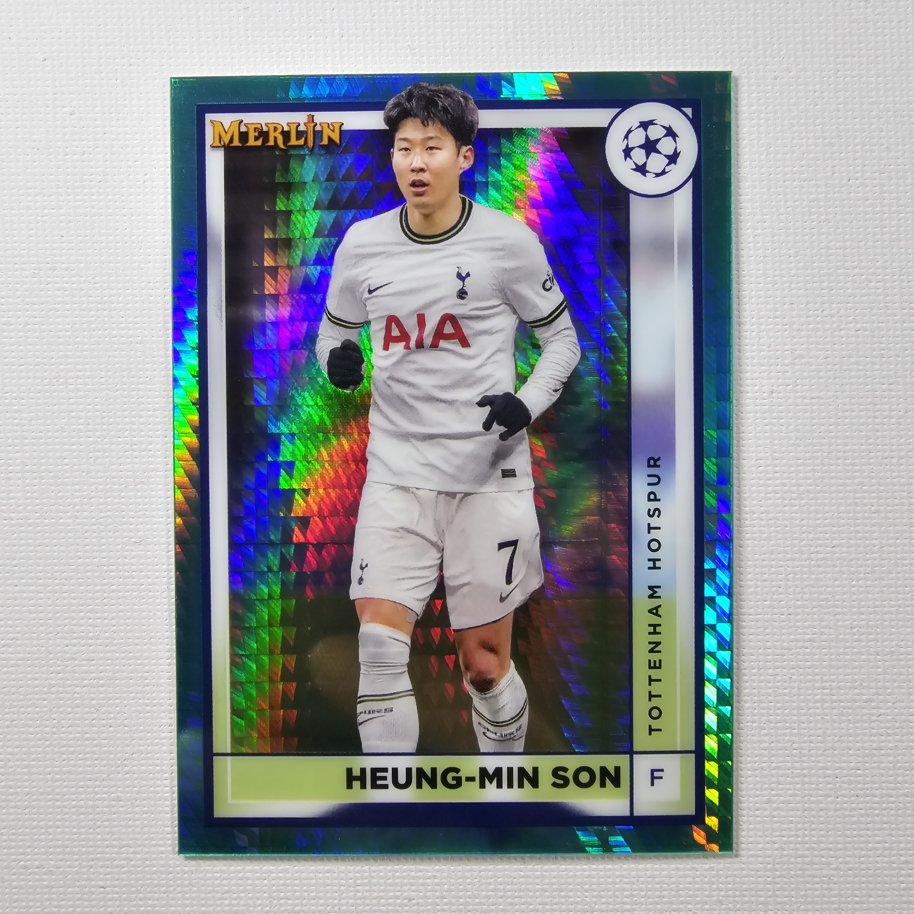 2022 Topps Merlin UEFA Club Competitions Aqua Prism Refractor Heung-Min Son #138 손흥민 축구카드 / SOC-17