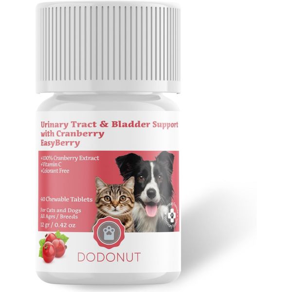 도도넛 이지베리 &amp;<b>블래더 서포트</b> 크랜베리 강아지&amp;고양이용 비타민C 건강 40카운트