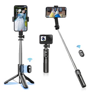 인기 아이템 NICESUN 미니 블루투스 휴대폰 카메라 셀카봉 삼각대 71cm 블랙