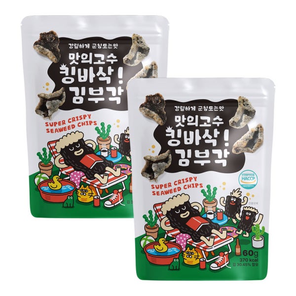킹바삭 찹쌀 김부각 주전부리 맥주안주 김과자 김스낵 건강간식60g 1+1 외 5종