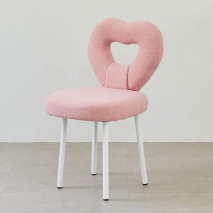 브라보가구 폼폼 부클레 패브릭 의자 핑크