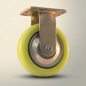 우레탄바퀴 6인치(15cm) 대차바퀴 캐스터 미색,380kg,4.8cm 고정