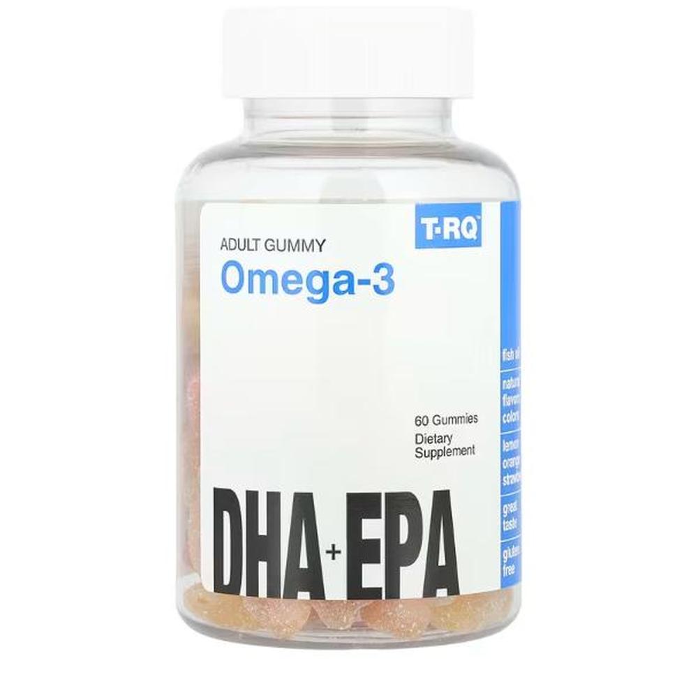 T-RQ 성인용 구미젤리 오메가3, DHA + EPA, 레몬, 오렌지, 딸기