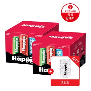 [본사]해피즈 혼합패키지 355ML 18캔(팝핑체리6+레몬라임6+트로피칼믹스6) +유리컵 증정