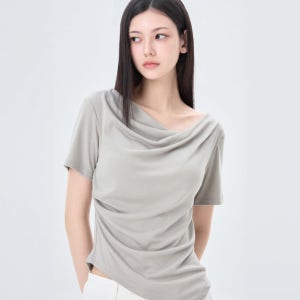 [N배송][미쏘] 카울넥 반팔 티셔츠_MIWHWG79RA