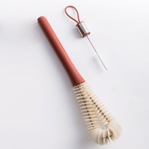 구디푸디 2in1 텀블러 세척솔 젖병 빨대 물병솔 1개입, 레드