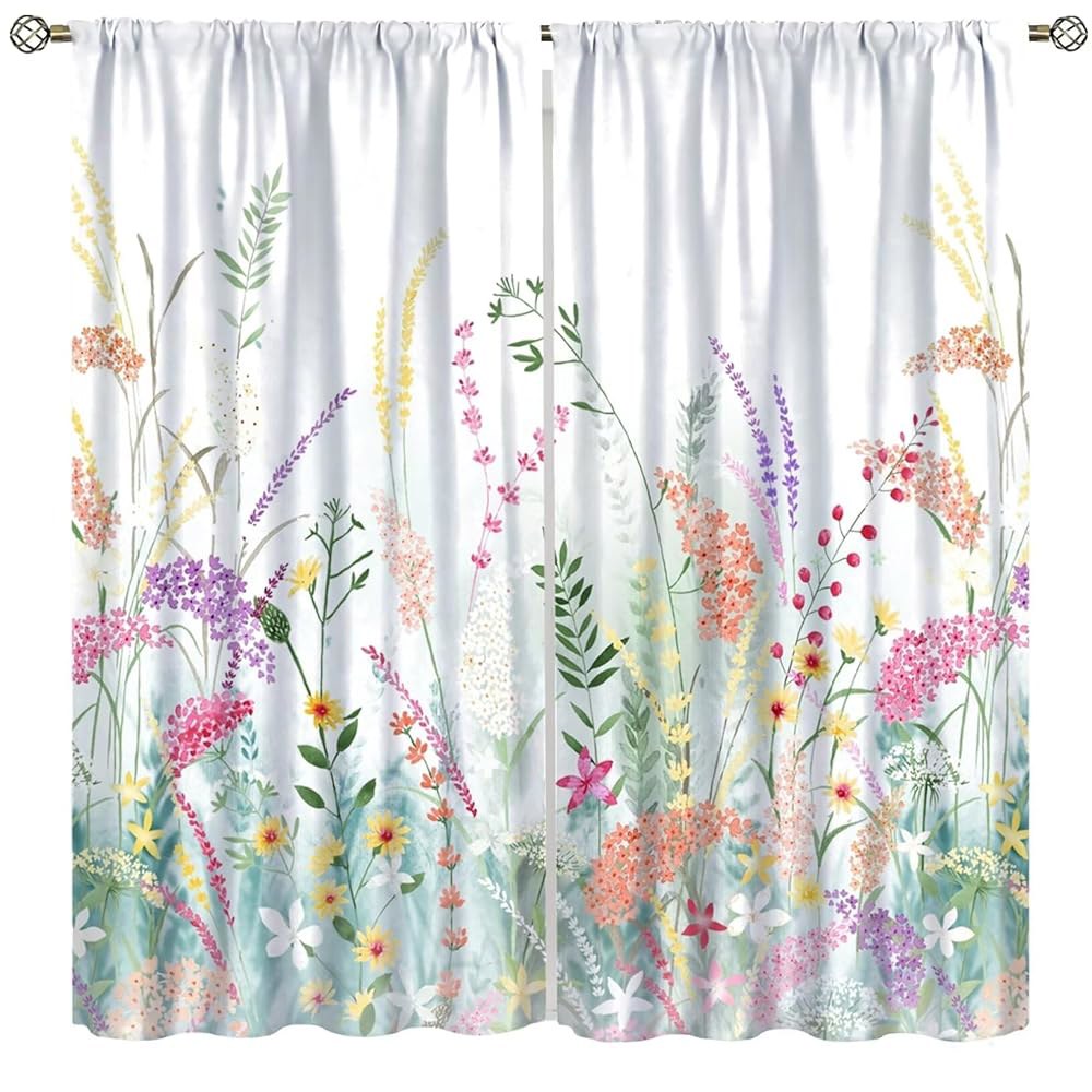 포커스<b>브라이트</b> 플로럴 블랙아웃 창문 커튼 수채화 핑크 장식 가정용 거실 침실 세트