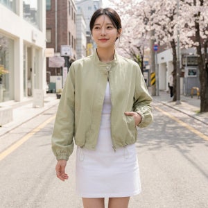 퓨어라이트 집업자켓 여성 봄 여름 경량 바람막이 스탠드넥 루즈핏 아우터