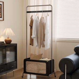 원목 스탠드 옷걸이 이동식 코너 수납 침실 가정용 빈티지 스타일