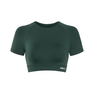 AUROLA INFLUENCE 여성용 크롭 운동 셔츠 매우 부드럽고 없는 이음매 Black X-Small