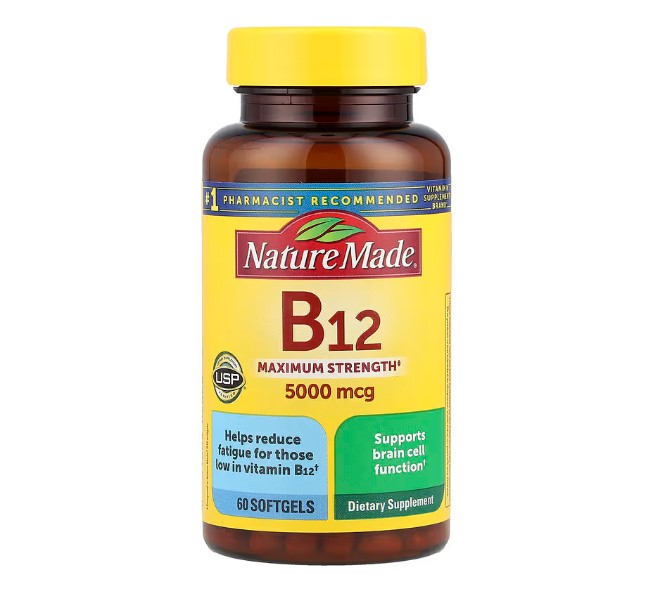 네이처메이드 <b>비타민</b>B12 5000<b>mcg</b> 60<b>캡슐</b> <b>비타민</b>비12 시아노코발라민