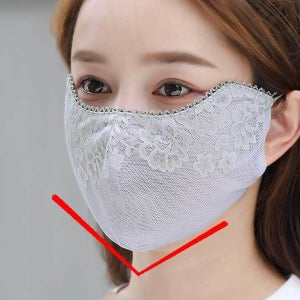 여성 얼굴 가리개 레이스 망사 마스크 자외선 차단 야외 활동