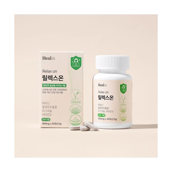 HEALIN 릴렉스온 L 테아닌 홍경천 추출물 영양제 아답토젠 스트레스 긴장완화 릴렉스온 1박스