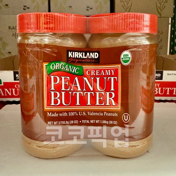 커클랜드 유기농 땅콩버터 잼 크리미 피넛 스프레드 코스트코 793g, 2개