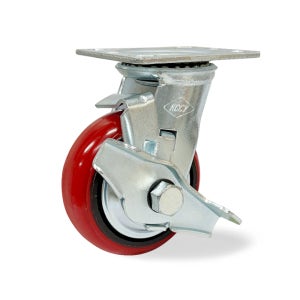 KCCY 중량 10cm-3.5cm( 4인치 ) 회전브레이크 우레탄바퀴 끌차 구루마 대차바퀴 밑판크기 86-97
