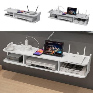 무타공 티비 셋톱박스 선반 2칸 공유기 수납함 소형 공간활용