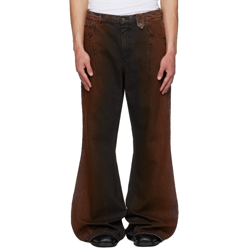 에곤랩 블랙 & 오렌지 리파인 와이드 데님 진 SS26 DN 001 Black Red