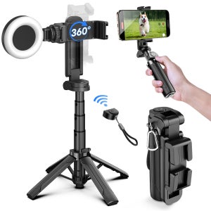 조명 보광등 포함 아크매징 블루투스 휴대용 휴대폰 셀카봉 삼각대 c타입 충전 블랙+조명등