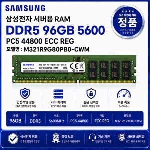 삼성 서버용 RAM DDR5 96GB 5600 PC5 44800 ECC REG M321R9G80PB0 CWM