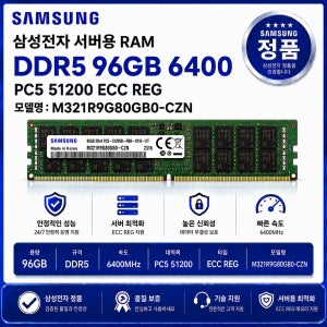 삼성 서버용 RAM DDR5 96GB 6400 PC5 51200 ECC REG M321R9G80GB0 CZN