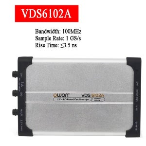 Owon VDS6102A USB PC 가상 오실로스코프 2채널 100MHz 1Gsas 14비트 ADC Type-C 신호 발생기 디지털