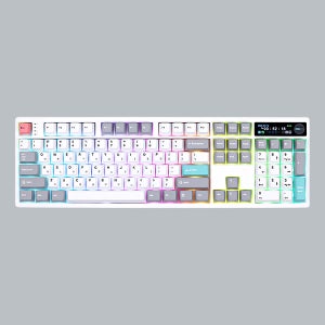 VARO V104K KNOB LCD 풀배열 유무선 기계식 키보드 (화이트, 저소음민트축)