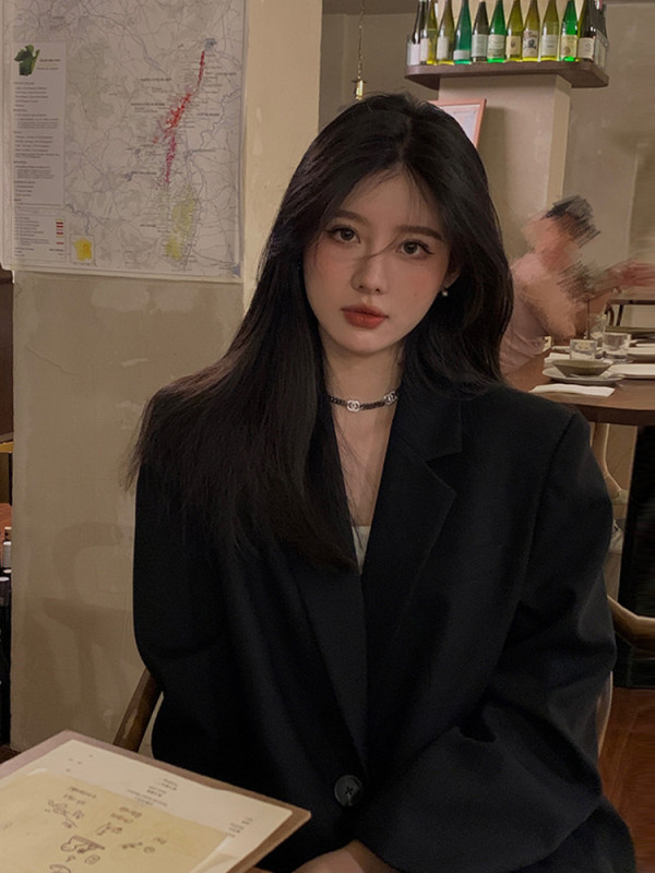 여성 트위드자켓 블랙 루즈핏 봄 스트릿패션 한국스타일 넉넉한