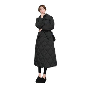 여성 깔깔이 롱 점퍼 덕다운 여자 퀼팅 바람막이 패딩 경량 블랙 S
