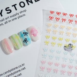 파스텔 리본이 가득 스티커 리본네일 봄네일