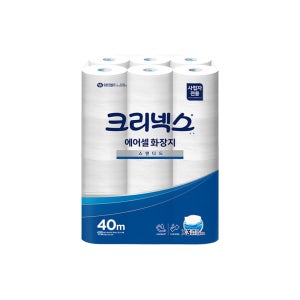 크리넥스 에어셀 두루마리 화장지 물에잘녹는 휴지 40m 24롤x1팩 엠보싱 두루마리 휴지
