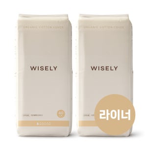 와이즐리 오가닉 100% 유기농 롱팬티라이너 부드러운 순면커버 생리전후 롱, 40개입, 2팩