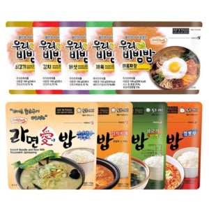 발열 라면 야전 전투 비상 식량 발열팩 간편식 등산 캠핑 도시락 비화식 라면 비빔밥 9개