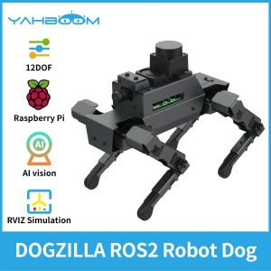 야붐 12DOF AI 대형 금속 시각 로봇 개 바이오닉 도그질라 S1S2 라즈베리 파이 5용 ROS2 파이썬 프로그래밍 지원 장난감
