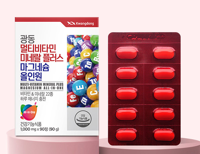 광동 멀티 비타민 <b>미네랄</b> <b>플러스</b> 마그네슘 올인원 1000mg x 90정