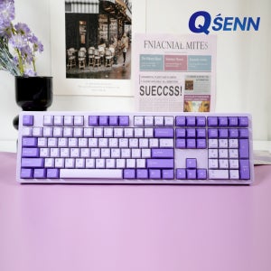QSENN Q108 PBT 유무선 기계식 키보드 라벤더 딸기라떼
