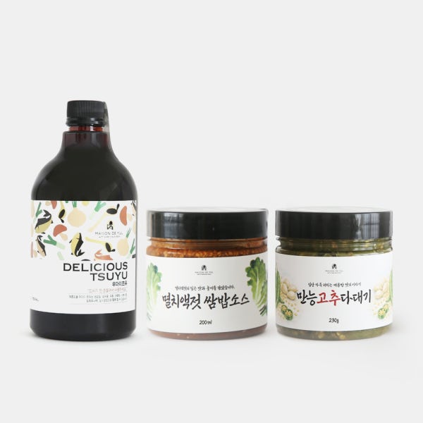 메종드율 국물요리세트 (우마이쯔유+멸치액젓쌈밥소스+만능고추다대기)