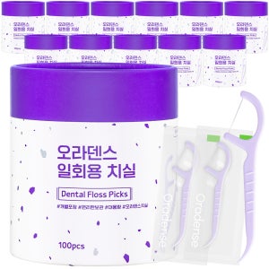 오라덴스 개별포장 일회용 치실 Y형, 100개입, 12개