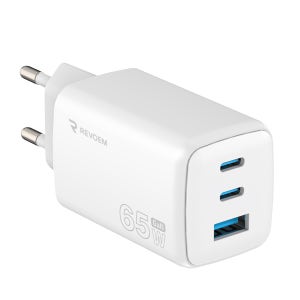 레보엠 PD GaN 65W 3포트 초소형 고속충전기 화이트