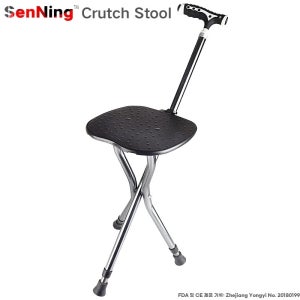 지팡이의자 야외 다용도 스툴 스틱 경량 휴대용 등산 선물 접이식 A. 노인 목발 의자 알루미늄 합금 두꺼운 벨트 시트 조절 가능한 경량 3 다리 목발 의자 의자