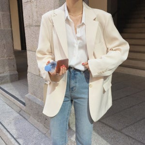 여성정장자켓 루즈핏 봄 가을 오피스룩 블랙 2색 S~XL