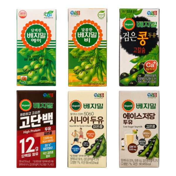베지밀 A B 검은콩 고칼슘 고단백 시니어 저당 두유 각5팩씩 합30팩
