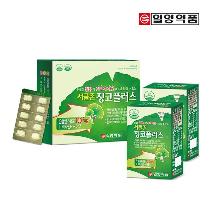 일양약품 서클존 징코플러스 기억력개선 혈액순환 은행잎추출물 영양제 4개월 120정, 1개
