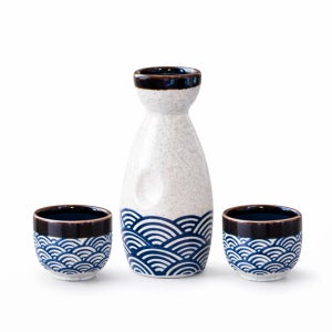 잔집사 파도잔 사케잔 세트 도쿠리 포함 세라믹 감성 3P 혼술세트 홈술 선물