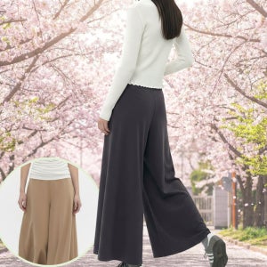 여성 하이웨스트 밴딩 풀와이드 팬츠 와이드 신축성 좋은 여자 빅사이즈 편안한 치마바지