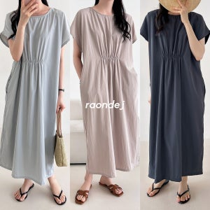 ar 바스락 드레시 셔링 루즈 롱원피스