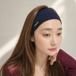 쥬와쥬와 반다나 와이드 고급 면 헤어밴드 매듭, 네이비