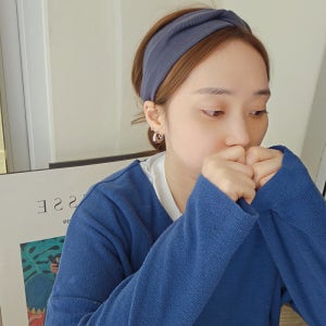 쥬와쥬와 반다나 와이드 고급 면 헤어밴드 매듭, 퍼플 그레이