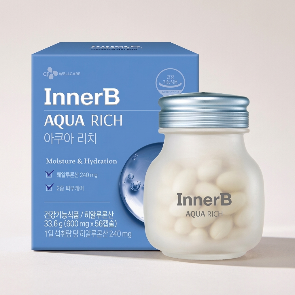 <b>CJ웰케어</b> 이너비 아쿠아 리치 <b>히알루론산</b> 600mg 56캡슐 1개