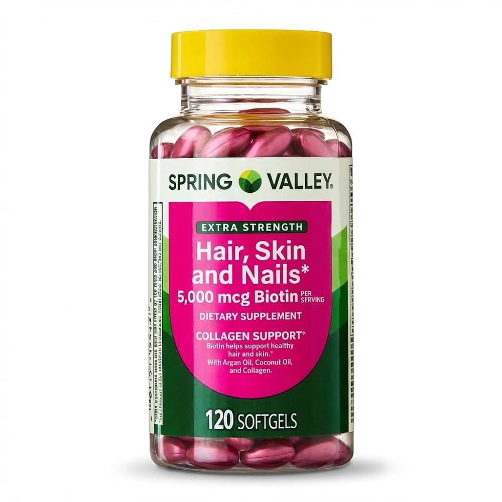 <b>스프링 밸리</b> 엑스트라 스트렝스 헤어 스킨 네일 다이어트 보충제 120ct 5000mcg