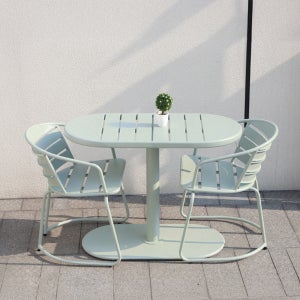 파르 2인 야외 테이블 세트 철제 카페 테라스 1000mm, 민트